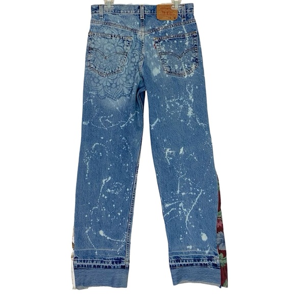 Levi’s 550 Custom Jeans Waist 28 Womens Size 6 Small Y2K Levis 2002 Upcycled - Picture 6 of 15